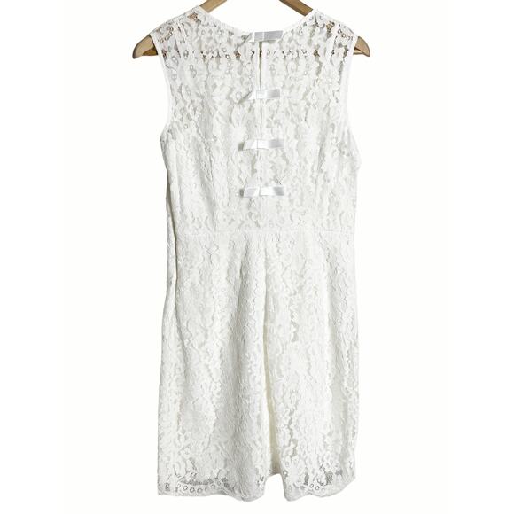 Alexia Admor White Lace Bow Sleeveless Sheath Mini Dress Size Medium - Picture 9 of 10